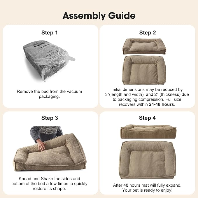 FURTIME Orthopedic Dog Bed Medium Size Dog, Extra Thick Supportive Comfort Pet Sofa, Ergonomic Slant Dog Couch Bed with Removable Washable Cover, Ultra Soft Surface & Non-Slip Bottom, Brown, 35"