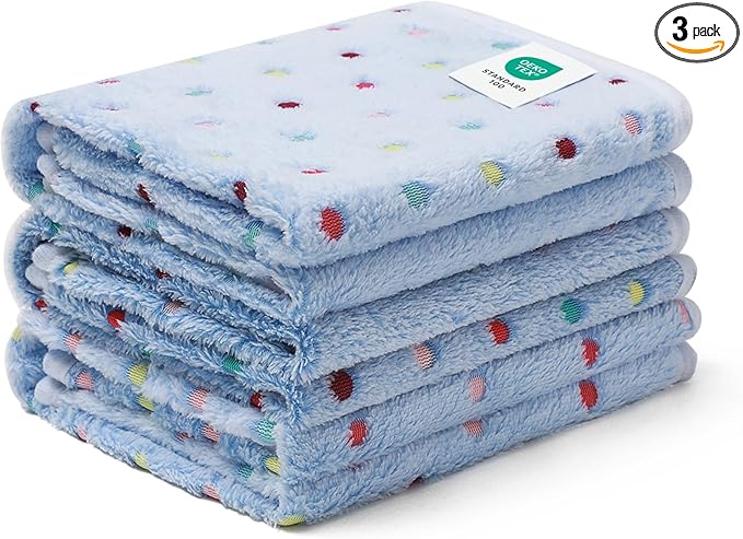 Luciphia 1 Pack 3 Blankets Super Soft Cute Dot Pattern Pet Blanket Flannel Throw for Dog Puppy Cat Medium(30x20), Blue