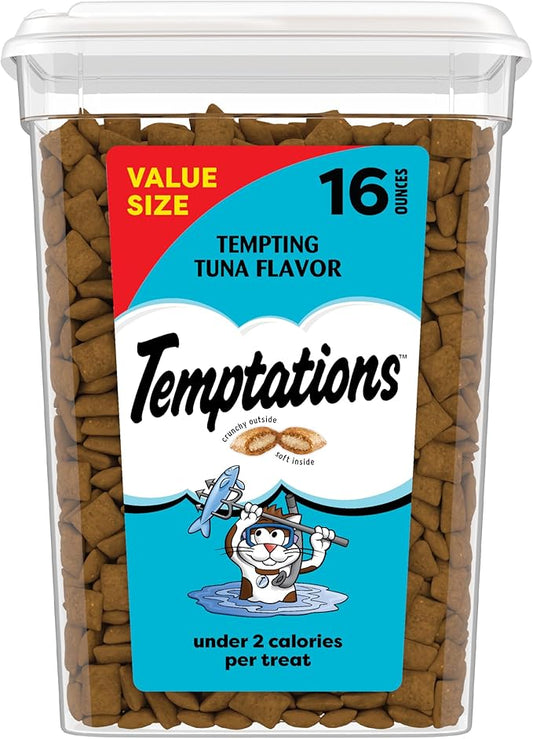 Temptations Cat Treats Classic Crunchy and Soft Cat Treats, Tempting Tuna Flavor, 16 oz. Tub
