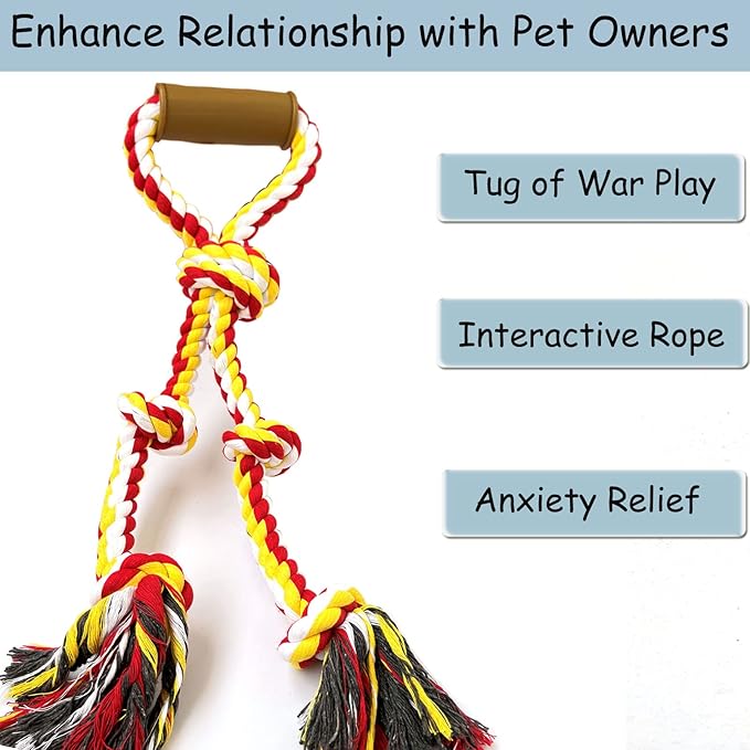 6 Knot Large Christmas Dog Rope Toy for Aggressive Chewers - Heavy Duty, Durable Tough Chew With Handle for Tug of War Play - Large Breed Pull Toy for Big Dogs