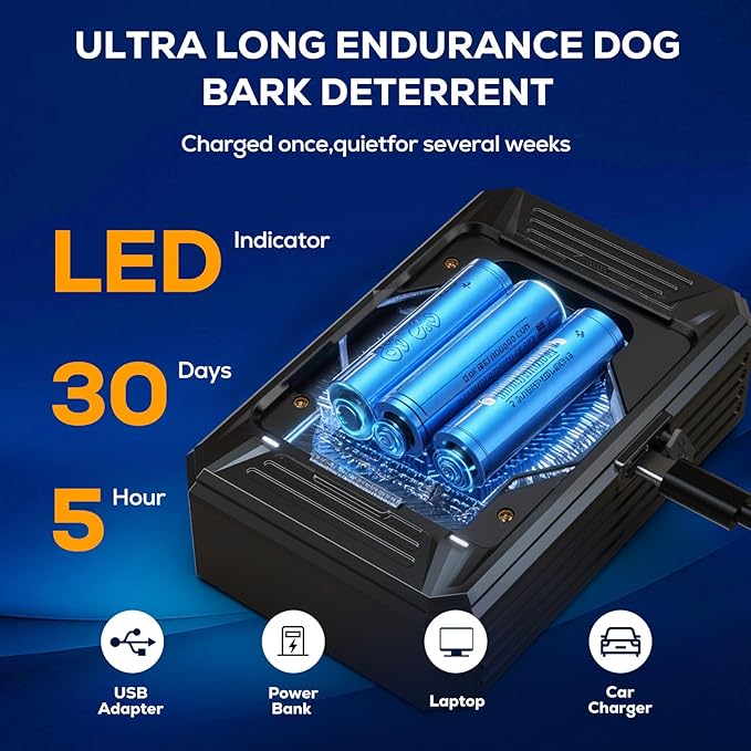 Anti Barking Devices, Auto Ultrasonic Dog Bark Deterrent Devices Long Range 50ft, 3 Modes Rechargeable Bark Box Barking Control Devices, Effective Stop Barking Dog Devices Indoor/Outdoor Training