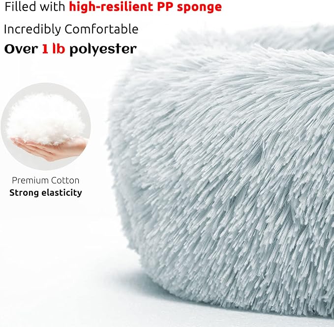 HACHIKITTY Calming Pet Sofa Bed Mat, Washable Fluffy Couch Cover for Dogs and Cats, Anti-Slip Bottom (30"x 27"x 6", Gray)
