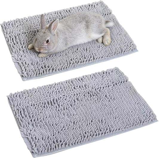 2PCS Guinea Pig Liner Washable Rabbit Cage Liner Guinea Pig Fleece Mats Reusable Bedding Pee Pads for Ferret Bunny Chinchilla Small Animals (Gray,23.62" LX15.75 W)