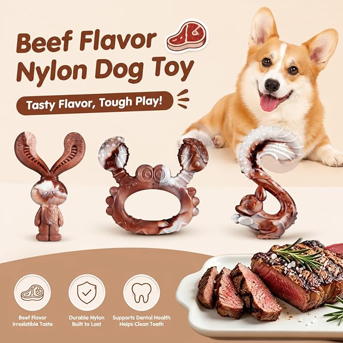 Indestructible Dog Toys for Aggressive Chewers, Tough and Durable Chew Toys for Large Medium Dogs, Interactive Dog Chew Toys to Keep Them Busy (F Squirrel+Crab)