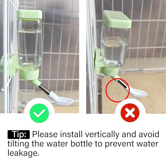 Hamster Water Bottle Hamster Water Feeder Dispenser with Food Bowl Cage Accessories for Gerbils Dwarf Mouse