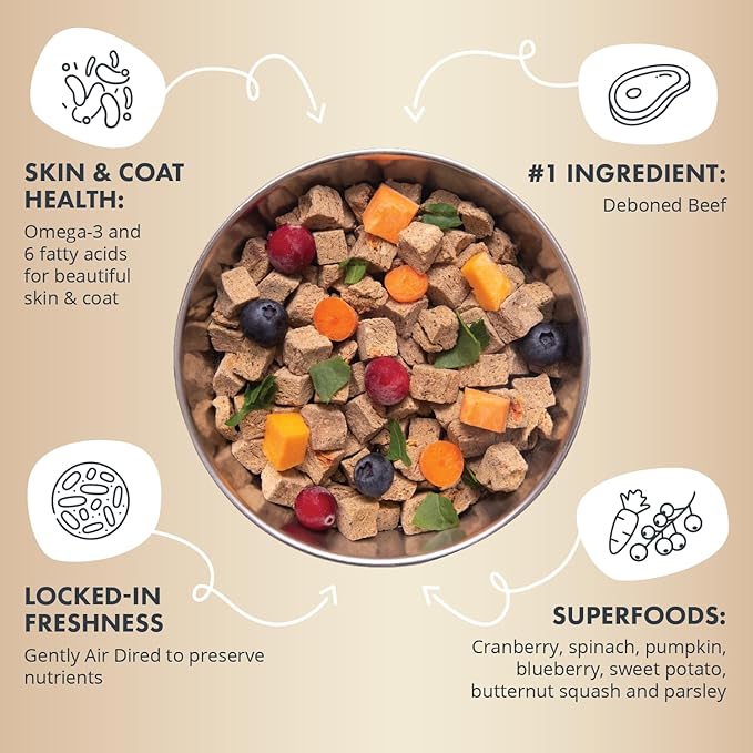 Health Extension Gently Air Dried Beef Dog Food, (12oz, 340 g) – Complete & Balanced with 85% Animal Protein and 30+ Superfoods for All Life Stages