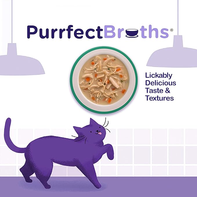 Rachael Ray Nutrish Purrfect Broths Natural Wet Cat Food, Creamy Chicken Bisque with White Meat Chicken & Veggies Recipe, 1.4 Ounce Pouch, Grain Free (Pack of 24)
