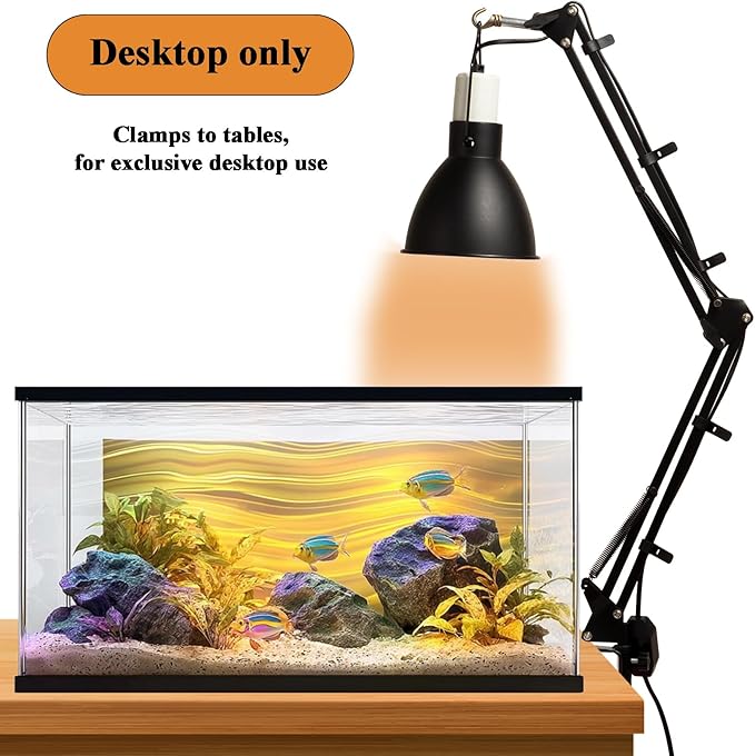 Reptile Lamp Stand for Glass Container Metal Lighting Lamp Holder, Heating Table Lamp Stand for Reptiles (Table Clamp Stand)
