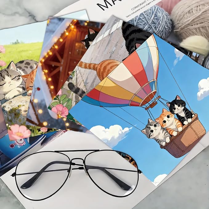 CREATCABIN 6 Pcs Cat Glasses Cleaning Cloth Microfiber Cloth Soft Multicolor Sunglasses Cleaner Reusable Soft Thicken Wipes for Eyeglasses Camera Cell Phone Lens Screens Glasses 6 x Inch