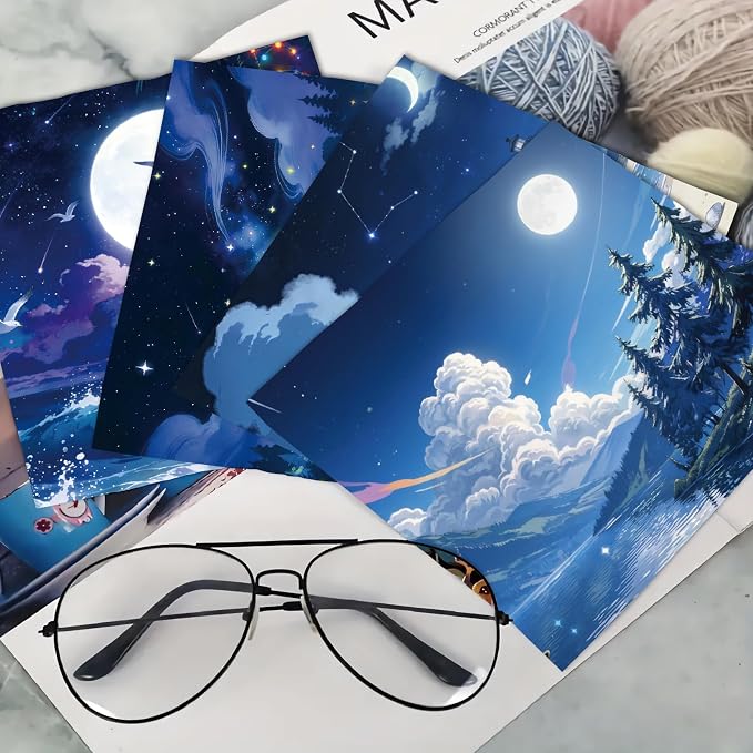 CREATCABIN 6Pcs Glasses Cleaning Cloth Scenery Microfiber Cleaning Cloths Suede Fiber Glasses Cleaner Wipes Soft Washable Microfiber Reusable for Eyeglasses Camera Laptops Screens Phone 6 x 6 Inch