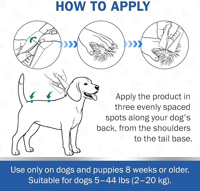 Flea and Tick Prevention for Dogs, 6-Pack, Dog Flea Control, Repellent, Flea and Tick Prevention for Small Medium Dog 5–44 lbs, 24-Hour Protect, Flea Supplements for Dogs, Nutritional Supplements