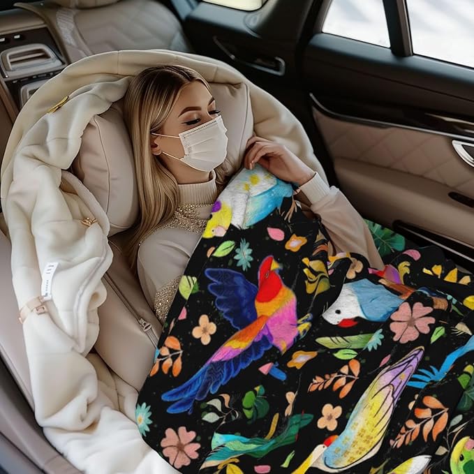 Parrot Bird Blanket Gifts for Cockatiel Lovers Soft Flannel Parrot Bird Throw Blanket Cockatiel Birthday Stuff Gifts Bedding Decor (50"x40")