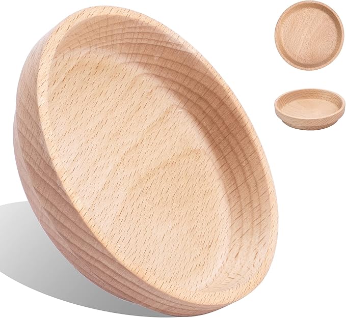 Niteangel Wooden Hamster Feeding Bowl: - Small Animal Food Dish for Dwarf Syrian Hamsters Gerbils Mice Degus or Other Similar-Sized Small Pets (No Pattern, for Syrian)