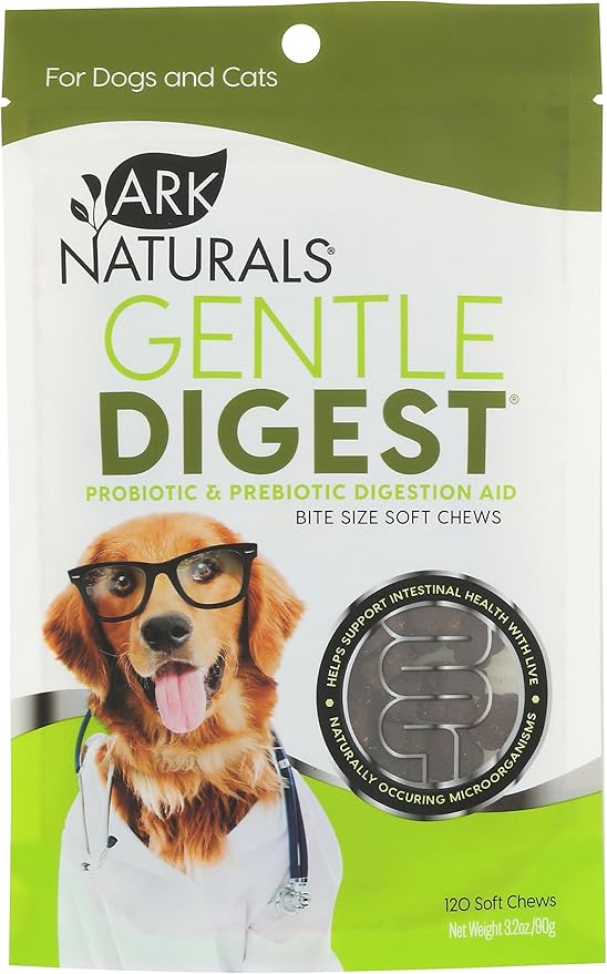 Ark Naturals Gentle Digest Soft Chews, Vet Recommended Dog and Cat Prebiotics and Probiotics, Digestive and Immune System Support, 1 Pack