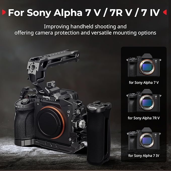 SmallRig A7 V / A7R V / A7 IV Cage Advanced Kit for Sony Alpha 7 V/Alpha 7R V/Alpha 7 IV, with Quick Release Plate for Arca, Includes Top Handle/Side Handle/Cable Clamp for HDMI