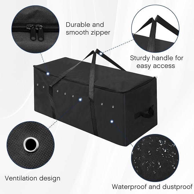 Sanwuta 2 Pack Hay Bale Bag 600d 41 x 15 x 17 Inch Extra Large Hay Storage Container for Horses Oxford Cloth Heavy Duty Tote Bale Storage Bag for Cattle Goats Sheep Horse Supplies(Black)