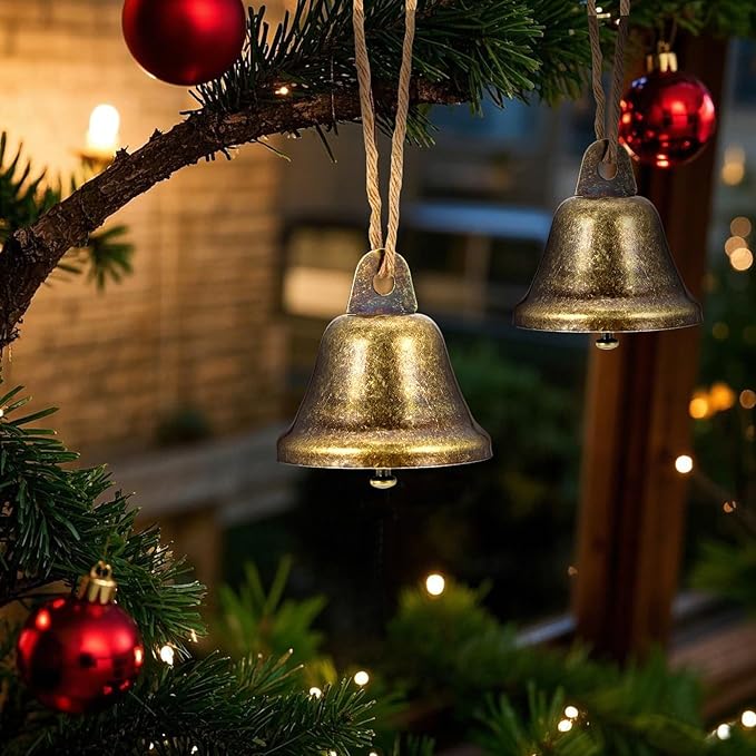 Craft Bells, 24 PCS Bronze Jingle Bells Vintage Bells (1.7" X 1.5") Small Brass Bells for Wind Chimes Housebreaking Making Dog Potty Training Doorbell Wedding Decor DIY Favor Crafts Christmas Tree