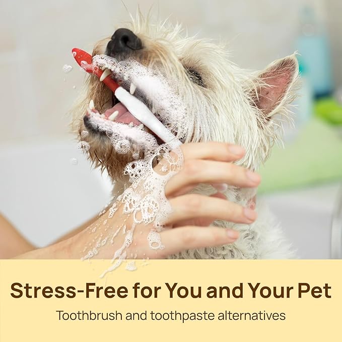 HICC Pet Teeth Cleaning Wipes for Dogs & Cats, Vet-Recommended Remove Bad Breath & Plaque & Tartar Buildup, Dog Tooth Brushing Kit, Dog Breath Freshener, Dogs Toothbrush & Toothpaste Alternatives