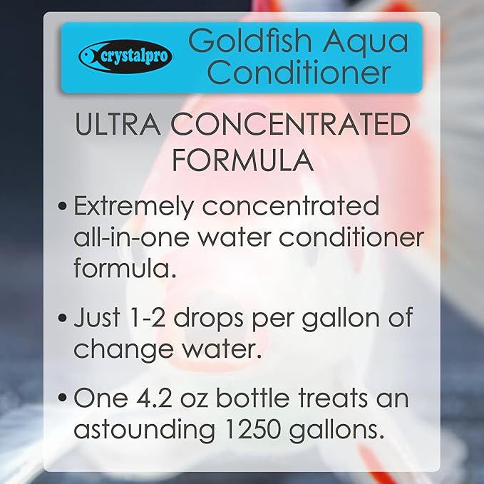Crystalpro Goldfish Water Conditioner Treats 660 Gallons - Concentrated Goldfish Water Conditioner Neutralizes Chlorine and Ammonia (4.2 Oz-125 ml)