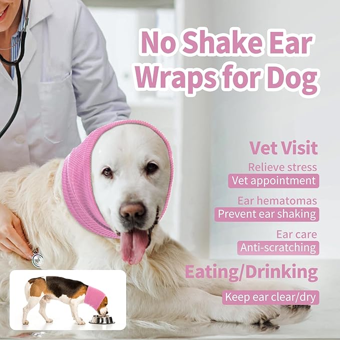 Nanaki Dog Hood Calming Ear Wrap, Quiet Headband Dog Head Cover Snood Doggy Ear Fireworks Muffs, The Grooming and Force Drying Pet Head Protector for Anxiety Relief Calming Doggy Covers for Noise