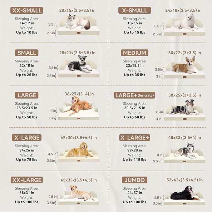 MEKIY Orthopedic Comfy Pet Sofa Dog Bed with Bolster for Small Dogs Cats | Pillow Support for Neck Relief, Egg Crate Foam, Skin-Friendly Surface, Waterproof Liner, Anti-Slip Bottom, 24 x 18 Inch