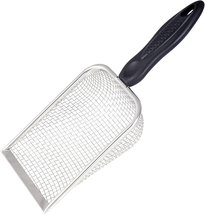 SUMERSHA Beach Mesh Shovel, Sand Sifter Shell Collecting Tools Sand Scooper for Picking Up Shells, Cat Litter Scoop, Silver