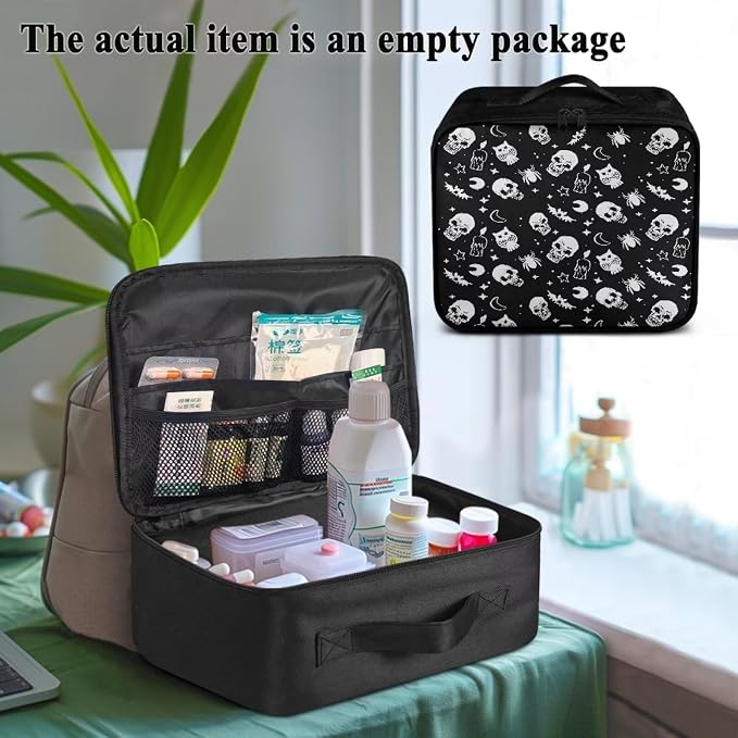 Rnyleeg Skull First Aid Kit Bag Empty for Men Emergency Medical Trauma Bag Compact Lightweight First Aid Bag for Home Car Camping Hiking