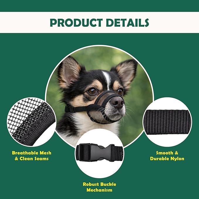 Dog Muzzle Medium Sized Dogs - Soft Muzzle for Medium Sized Dog with Air Mesh | Mussle to Stop Biting Barking and Chewing | Allows Panting and Drinking