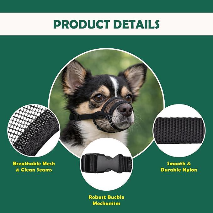 Dog Muzzle for Large Dogs – Breathable Air Mesh Muzzle for Large Sized Dog | Mussels for Dogs Grooming | Muzzles to Prevent Biting Barking Chewing | Allows Panting and Drinking