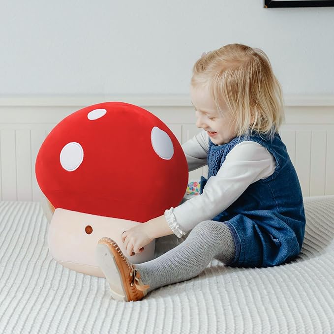 WeBingo Mushroom Plush Pillow 4-Piece, 12 Inch Large Mushroom Decor Stuffed Animal Plushies Stuffy with 3 Babies for Girl Boy Kid Adult, Big Jumbo Soft Toy Gift for Birthday Christmas Valentine's Day