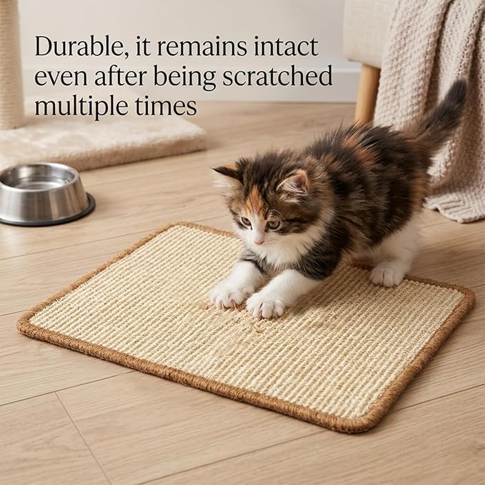 2 Pack Rabbit Scratching Mats with 8 Pcs Rug Grips, 15.7x23.6 Inch Sisal Bunny Scratch Pads for Cages, Claw & Teeth Care, Bedding for Biting, Sleeping & Resting - for Guinea Pigs & Small Pets