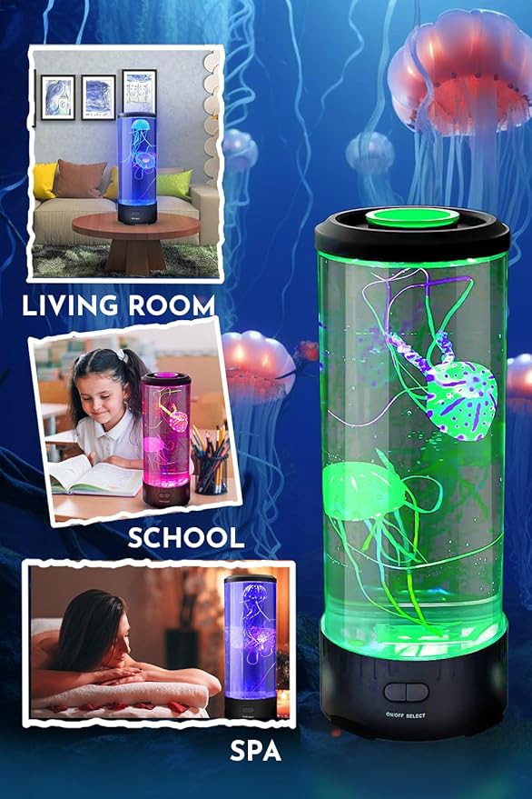 Brewish Jellyfish Lamp with 20W Bluetooth Speaker (Upgraded Motor 2025), 16 Color Changing Mood Lamp, 4 Modes Aquarium Night Light for Kids, Gift for Adults, Kids, Sensory Lights for Autistic Children