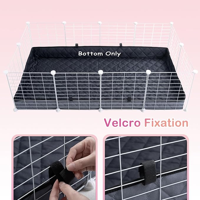 FunFurry Quilted Guinea Pig Cage Liner, Reversible & Absorbent Bottom Base, Cage Liners for Small Animals, Hamster Chinchilla Hedgehog Ferret Rabbit. (Dark Grey-Quilted, 24" X 48")