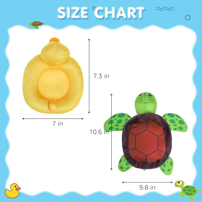 SCENEREAL Dog Water Toy for Medium Small Dogs- 2 Pack Floating Dog Toys Squeaky Toys for Pool Fetch, Turtle & Duck Shape Durable Pet Chew Toy Summer Outdoor Interactive Play
