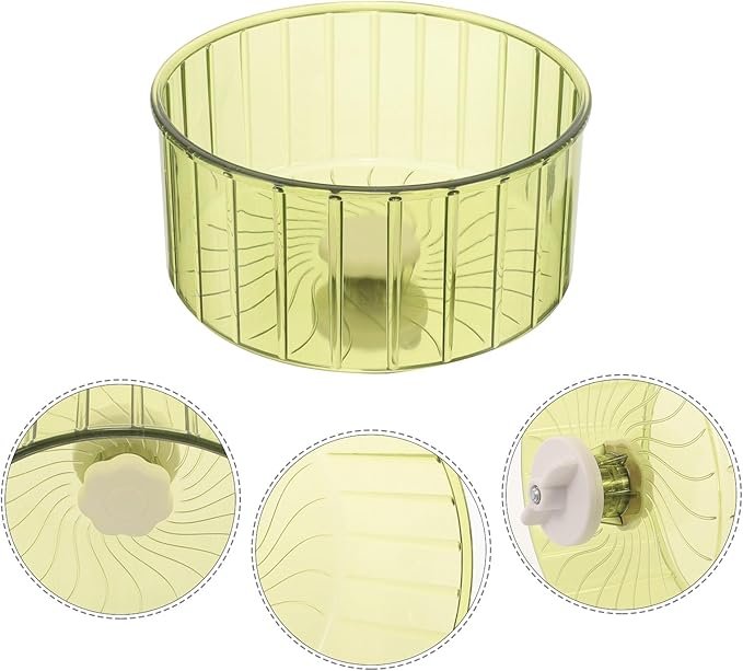 BESPORTBLE Silent Hamster Wheel with Double Bearings, 14-inch Transparent Green Running Wheel for Guinea Pigs, Gerbils, and Small Animals Exercise