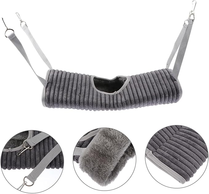 Generic Cozy Small Animals Hanging Hammock Fleece Tunnel Bed for Ferrets Hamsters Rats Guinea Pigs Warm Soft Plush Sleeping Hideout