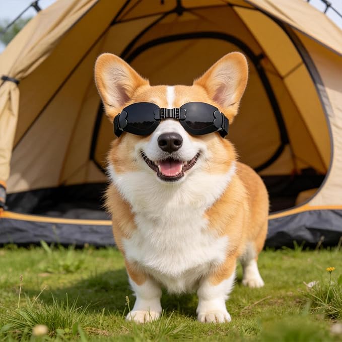 Dog Goggles Large Breeds, UV Protection Dog Sunglasses, Outdoor Activities Hiking/Camping Windproof Adjustable Doggy Glasses for Medium to Large Pet Eyewear