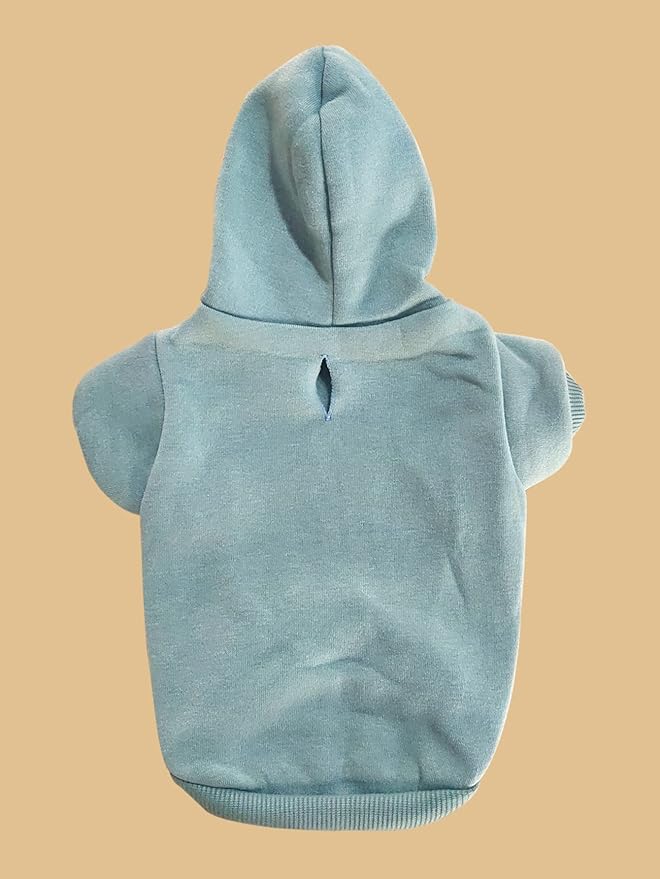 QWINEE Basic Dog Hoodie Sweatshirt Puppy Sweater Warm Cat Costumes Pet Clothes for Chihuahua Puppy Kitten Small Medium Dogs Cadet Blue X-Large