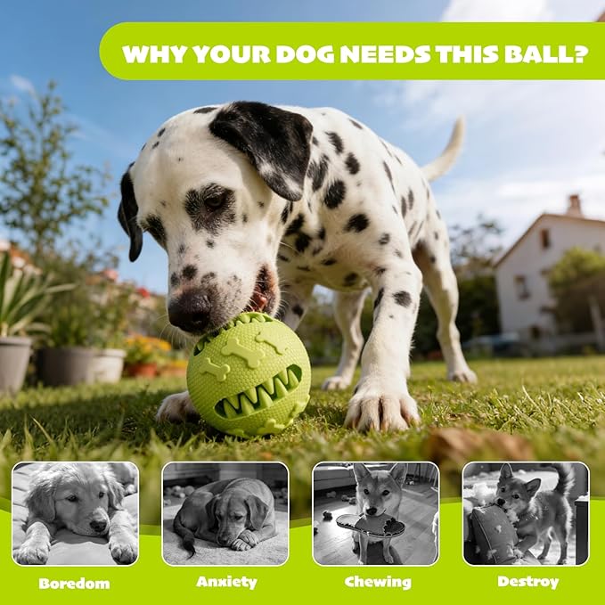 Dog Balls 2Pack Treat Dispensing Toys for Medium & Large Breeds, 3inch / 7.5cm Natural Rubber Dog Puzzle Toy Slow Feeder for Mental Stimulation, Anxiety Relief & Interactive Play