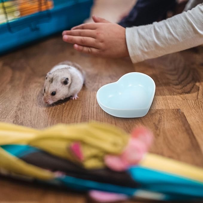 POPETPOP 3Pcs Hamster Food Bowl, Ceramic, Heart-Shaped Pet Feeder, Sufficient Quantity, Compact Size, Wide Application