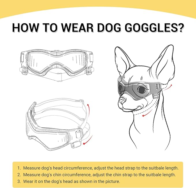 Dog Goggles Small Breed, Dog Sunglasses UV Protection Puppy Eyewear for Small Pet Outdoor Riding Driving, Orange S