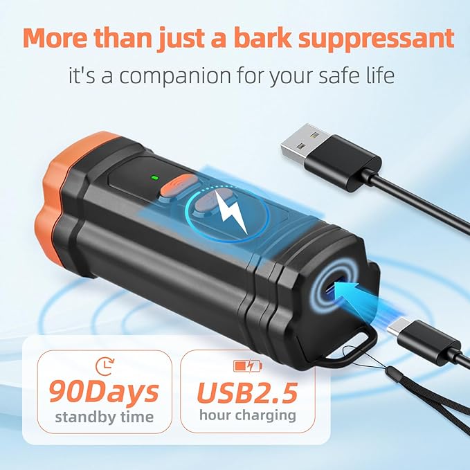 Ultrasonic Anti Barking Device for Dogs - LED Light, Compact & Portable Bark Deterrent Device for Indoor/Outdoor Use, Effective for Your Dog and Neighbor’s Dog Bark Control (Brown)