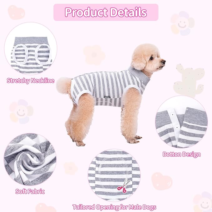 Coppthinktu Recovery Suit for Dogs After Surgery, Dog Onesie Surgery Recovery Suit for Female Spay, Soft Male Surgical Pajamas Bodysuits for Small Medium Puppy to Anti Licking Dog Cone Alternative