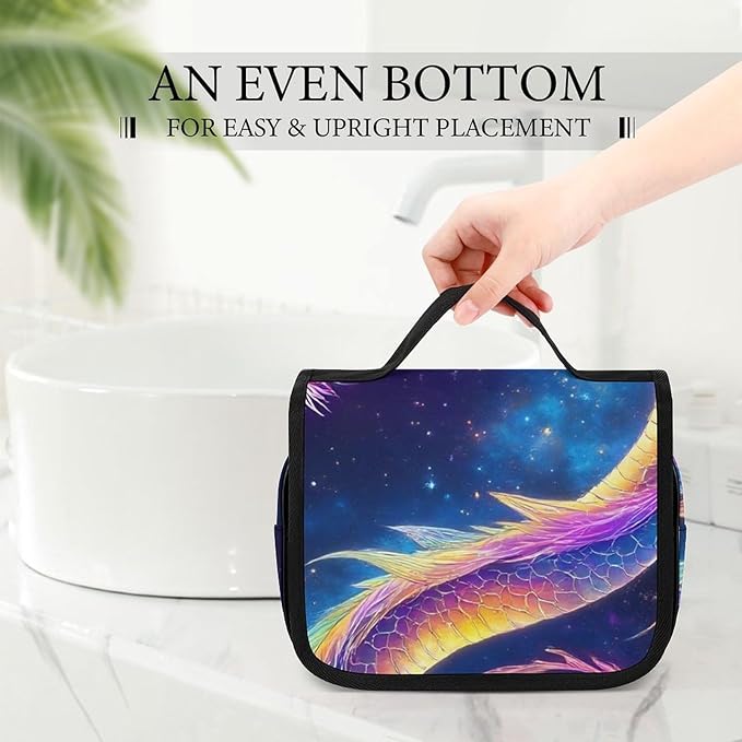 Toiletry Bag Travel Bag with Hanging Hook Cute Galaxy Dragon Travel Organizer for Accessories Full-size Container