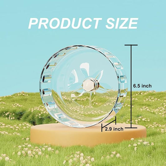 Hamster Wheel, Silent Running Exercise Wheel with Adjustable Stand for Hamster Guinea Pig Gerbil Hedgehog Small Animal Cage Accessories (Clear, 6.5inch)