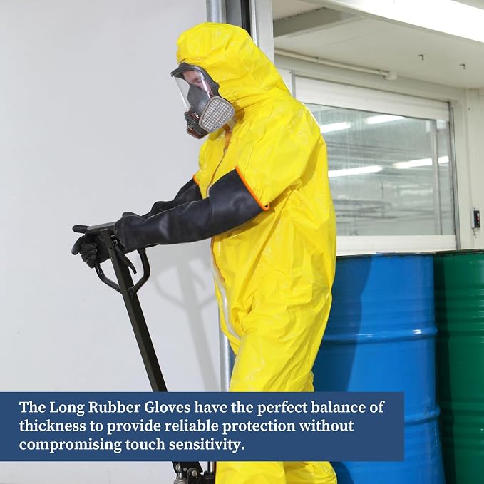 Haiou Chemical Resistant Nitrile Gloves Long Rubber Gloves for Drains, Acid, Oil, and Industrial Use Household Cleaning