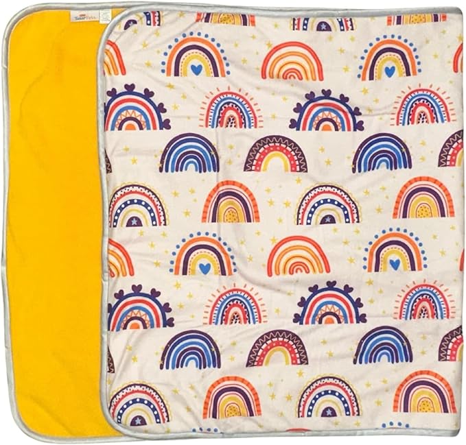 Tater Pets Guinea Pig Fleece Cage Liner - Tidy Mat - Lap Pad - Corner Pad - Absorbent - Machine Washable - for Guinea Pigs and Hedgehogs (1x2 C&C (14"x 28"), Rainbows)