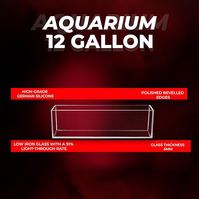 Aquatop High Clarity Glass Aquarium, Bookshelf Style 12 gal Fish Tank, 35.4 in x 8.25 in x 9.5 in, HCA-12G