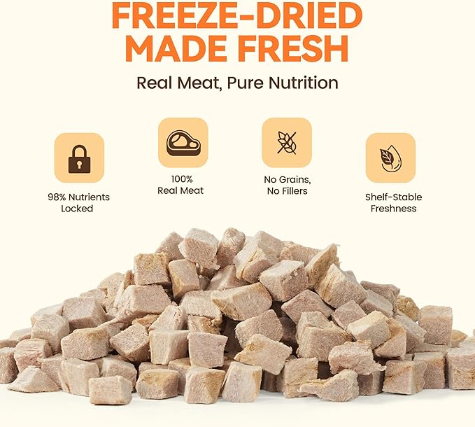 Freeze Dried Cat Treats, Single Ingredient Duck Bites Snacks for Sensitive Cats, Grain-Free Training Treats & Food Topper for Picky Cats, 4 oz