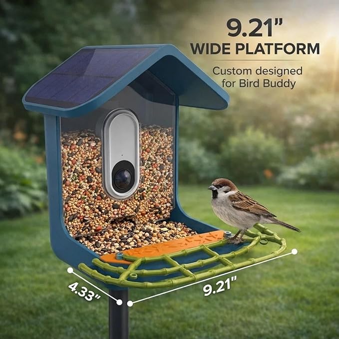 CPLIKE Faux Bamboo Perch Extender Compatible with Bird Buddy Smart Bird Feeder, Durable ABS Extension Platform with DIY Expansion Holes & Screws for Full-Body Photos, 9.2"x4.3"